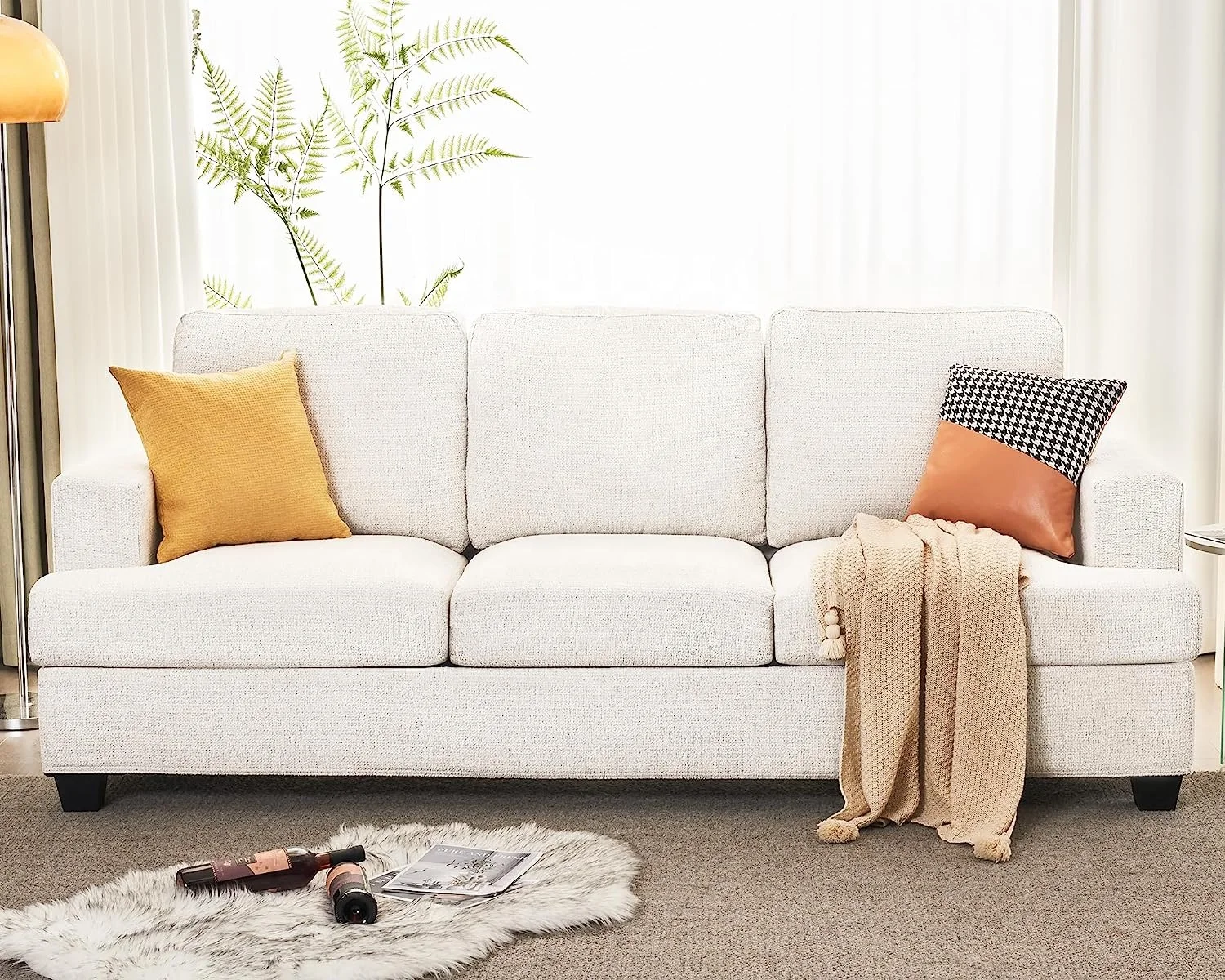High quality french hamptons style furniture linen fabric duck feather filling comfortable loose style slipcover sofas for home