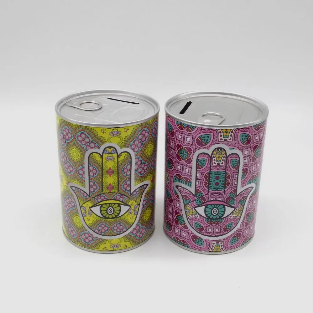Factory Wholesale Custom Tin Can Money Box Metal Coin Piggy Bank For Kids
