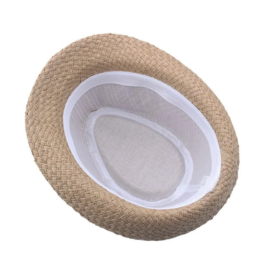 Wholesale Luxury Fedora Men Hats Fashion Simple Design Leather Band Hat Breathable Straw Hats Fedora