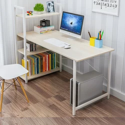 Steel wood desktop computer table desk bookshelf integrated computer desk for student with bookshelf
