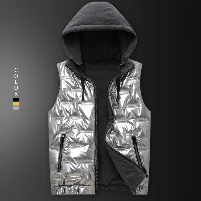 Мужской Хлопковый жилет, приталенный мужской плотный жилет с капюшоном