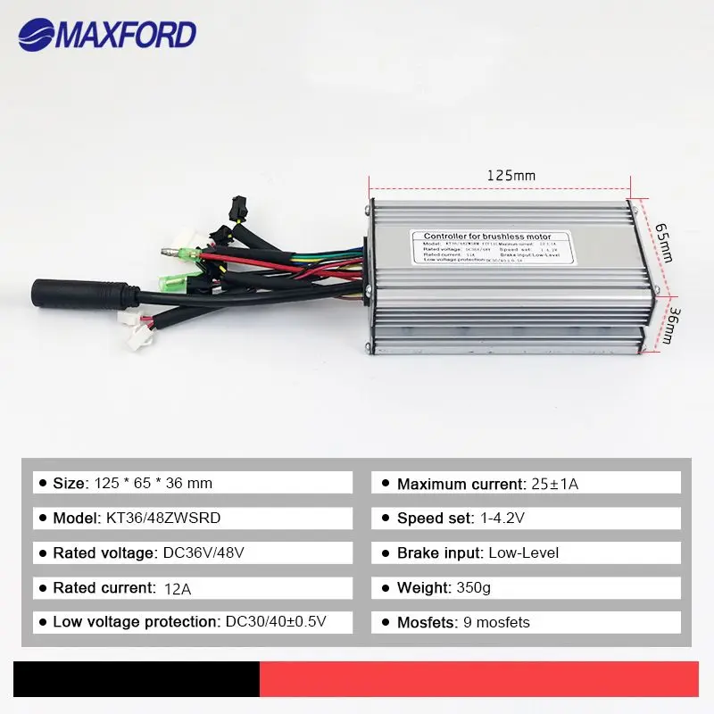 MAXFORD Electric Scooter Spare parts E-bike 25A KT Controller Kit for 36v/48v 500w/750w ebike motor with LCD3 Colorful Display