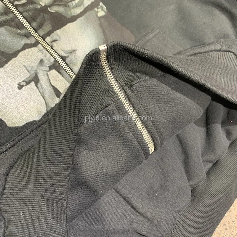 Double Layer Metal Rivet Long Sleeve Boxy Hoodie Heavyweight Cotton Custom Print Streetwear French Terry Zipper Hoddies