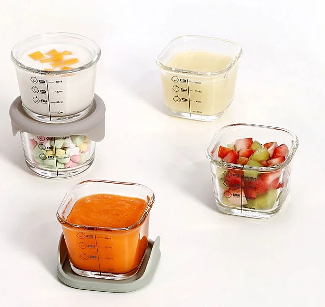 180ml Baby use Oven Cooking Kitchen Glass Bakeware Jar Storage High Borosilicate Glass Food Fresh Container with Lid