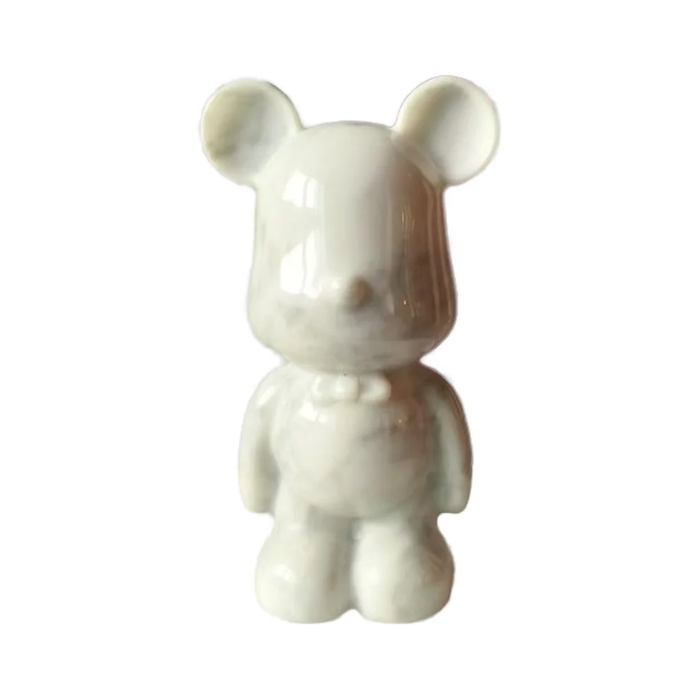 Refine Stone supply Luxury Action Figure Bear Bearbrick white marble statue for home decoration