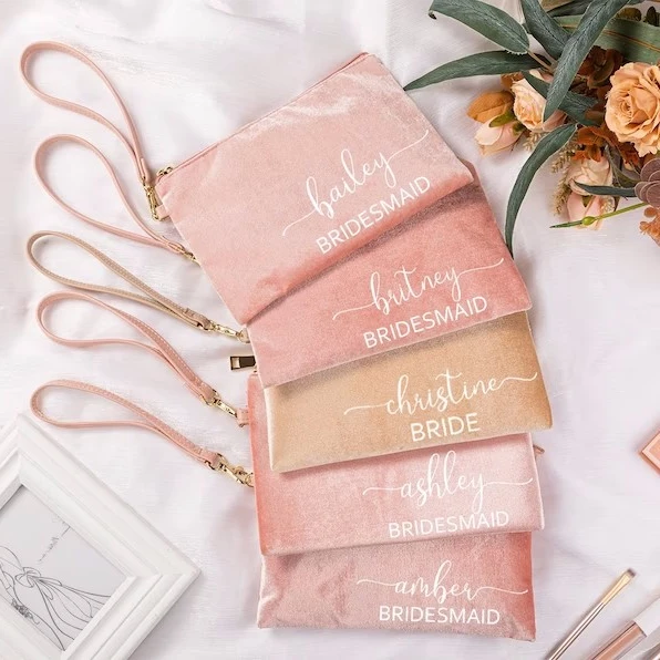 Personalized Makeup Bag Velvet Cosmetic Brush Custom Monogram Gift Cute Velvet New Makeup Bag