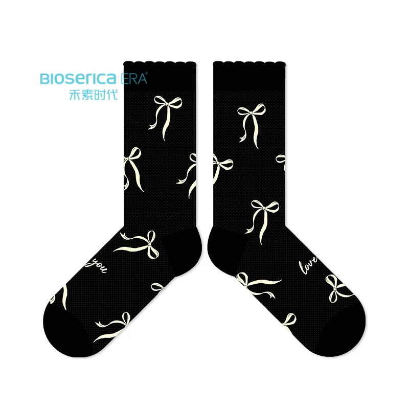 Bioserica Era Black And White  socks Cotton Knitted Cute Socks For Ladies Custom  High Quality Socks Women