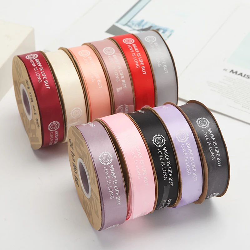 
20mm Customized Logo Ink Printing Ribbon 100% Polyester Satin Ribbon 