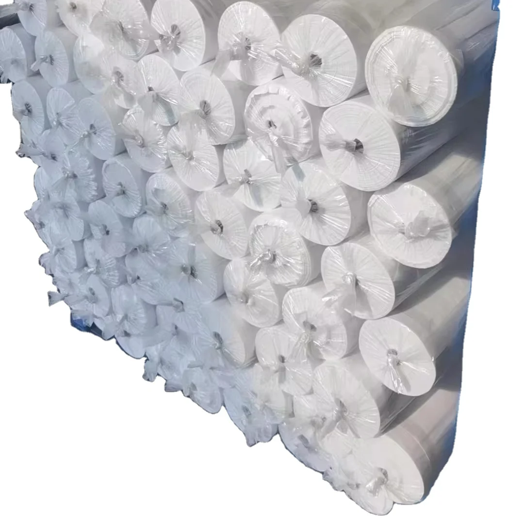 cheap African Wax Block Prints Fabric 100 polyester material white color solid 44/45inch poplin fabric for Guinea market