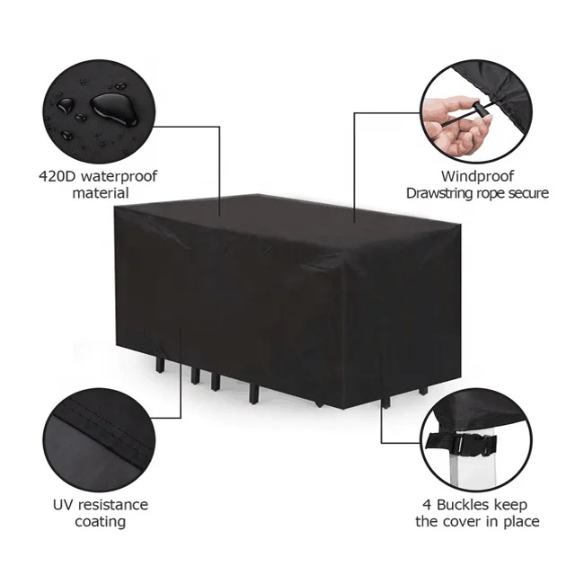 Высококачественный чехол для садовой мебели 420D из ткани Оксфорд с защитной пряжкой Для Террасы водонепроницаемый чехол для стола и стула