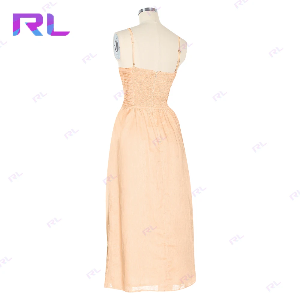 Girls Cotton Linen Maxi Long Dresses Ladies Linen Sleeveless Off Shoulder Tube Midi Linen Dress For Women