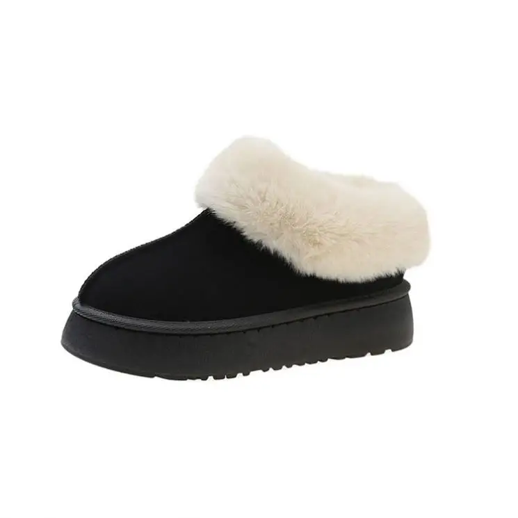 Custom Winter Warm Soft Unisex Thick Heel Sole Platform Real Shearling Fluffy Sheepskin Slippers for Women