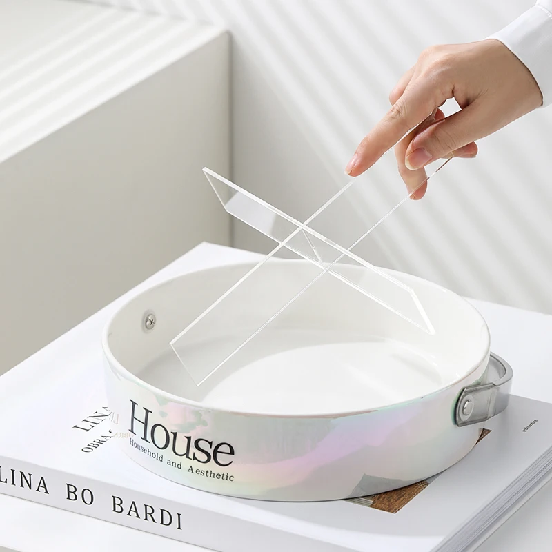 OSBORN Hot Selling Ceramic Dessert Tray Basket Dried Dry Fruit Plate Lace Candy Plate With handle