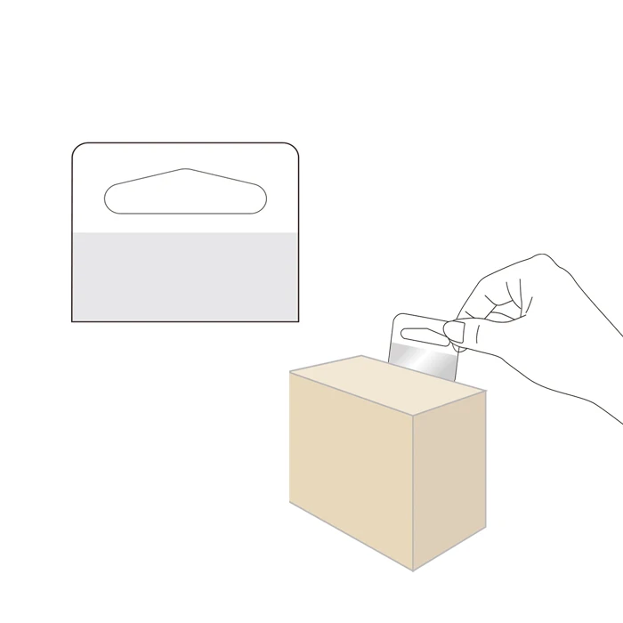 Clear hanging delta hole hang tabs for stores