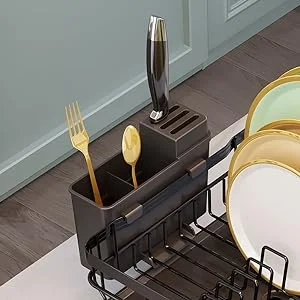 Iron cutlery drying rack with drain board Dish drain for kitchen countertop sink with cutlery rack and knife sink dish racks