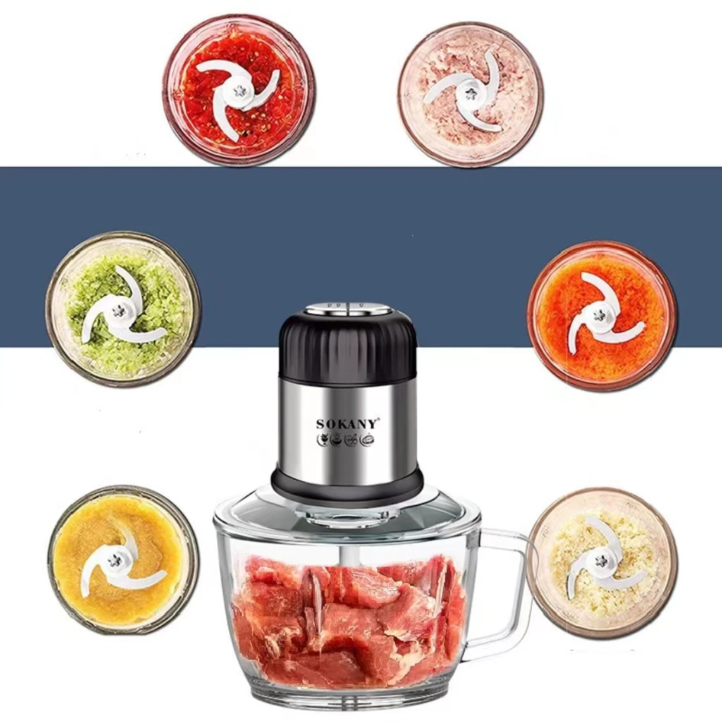 Electric meat grinder sokany High Performance Thickened Glass Body Food Chopper Mincer slicers parts frozen manual food processo