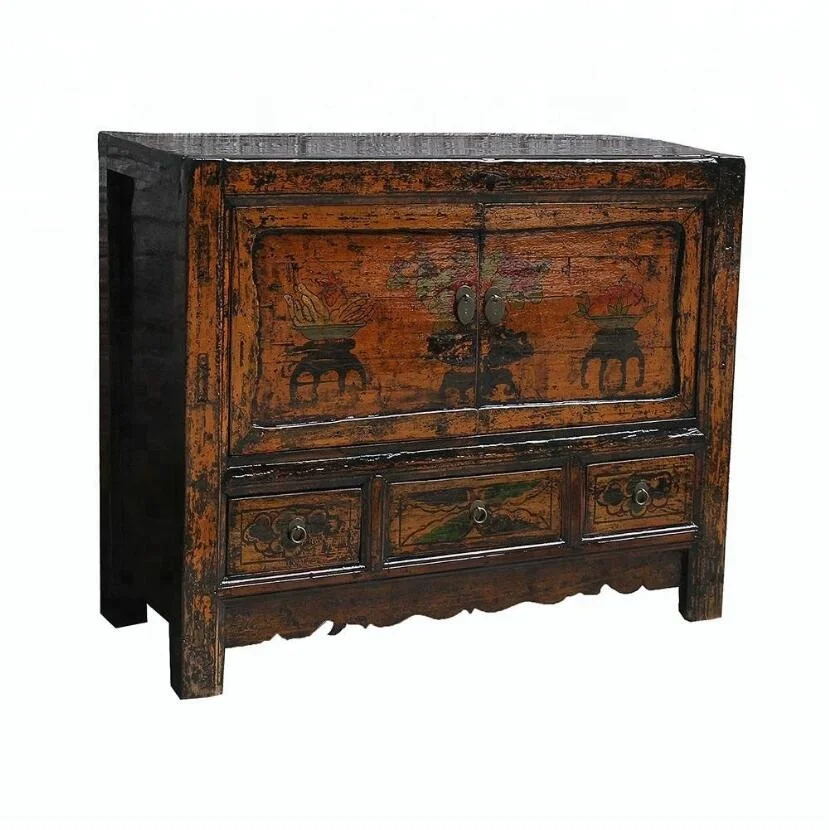 Азиатский Антиквариат, винтажная роспись вручную, монгольский сервант, мебель