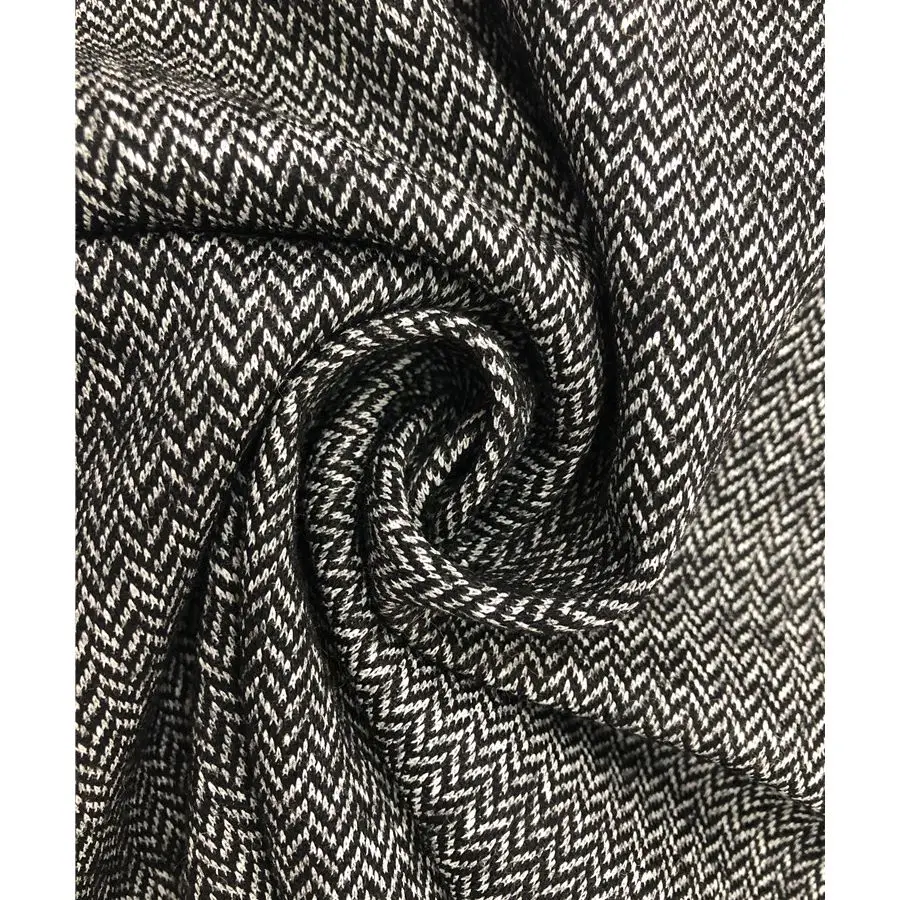 Wholesale wool polyester cotton herringbone knit men fabric textile