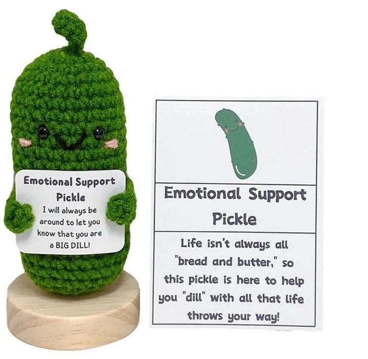 SongshanToys Handmade Positive Emotional Support Pickles Gift Handwoven Ornaments Crochet Big Fan Pickled Cucumber Knitting Doll