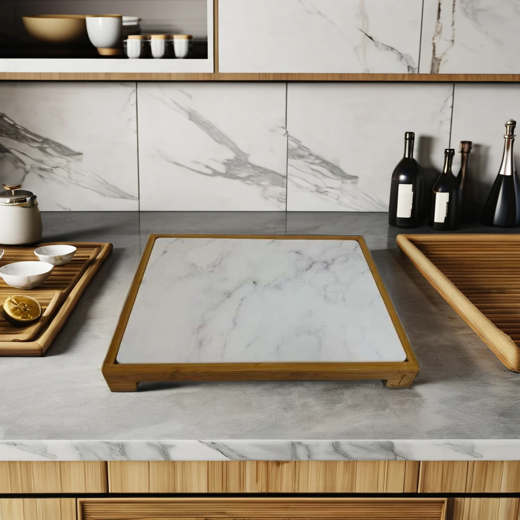 Eco-friendly Modern Youlike Natural Bamboo Diatomite Stone Dish Drying Pad Board for Kitchen & Living Room Table Use