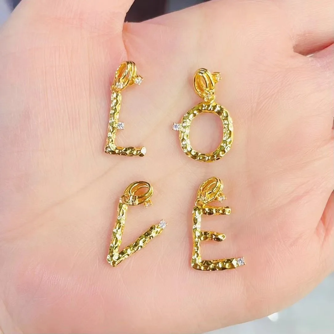 DIY 18k Gold plated Letter Pendant Initial 26 Letter Small Necklace Pendant Diamond Letter Charms For Jewelry Making