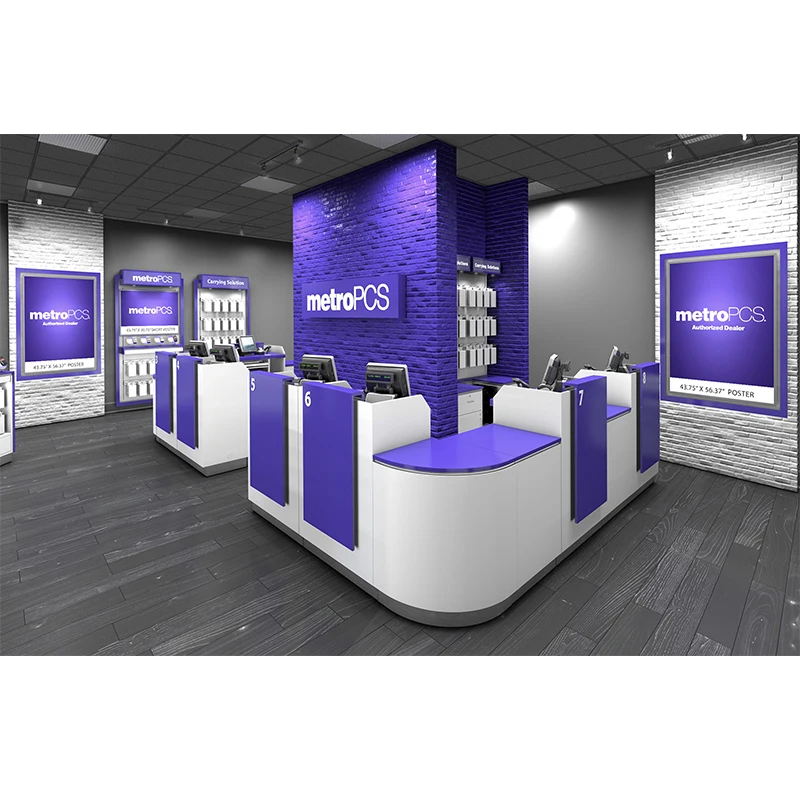 Newest Design Cell Phone Accessory Display Glass Showcase Mobile Shop Counter for Mobile Phone Shop Kiosk for Mall