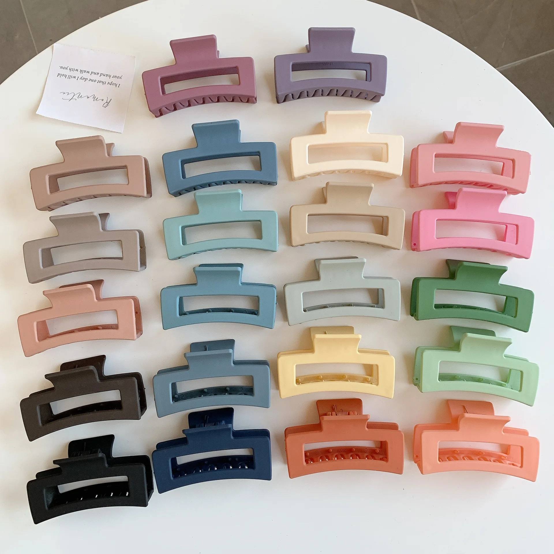 Wholesale Customizable  8.5CM square shark clip High Quality Resin Plastic frosted Matte hair claw clips For Women