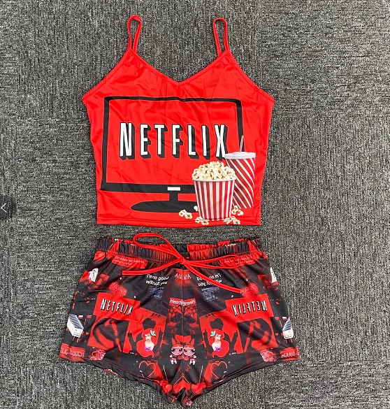 
 Модная Пижама Mimore, пикантная Пижама, одежда netflix И chill из двух частей, Мультяшные наряды  