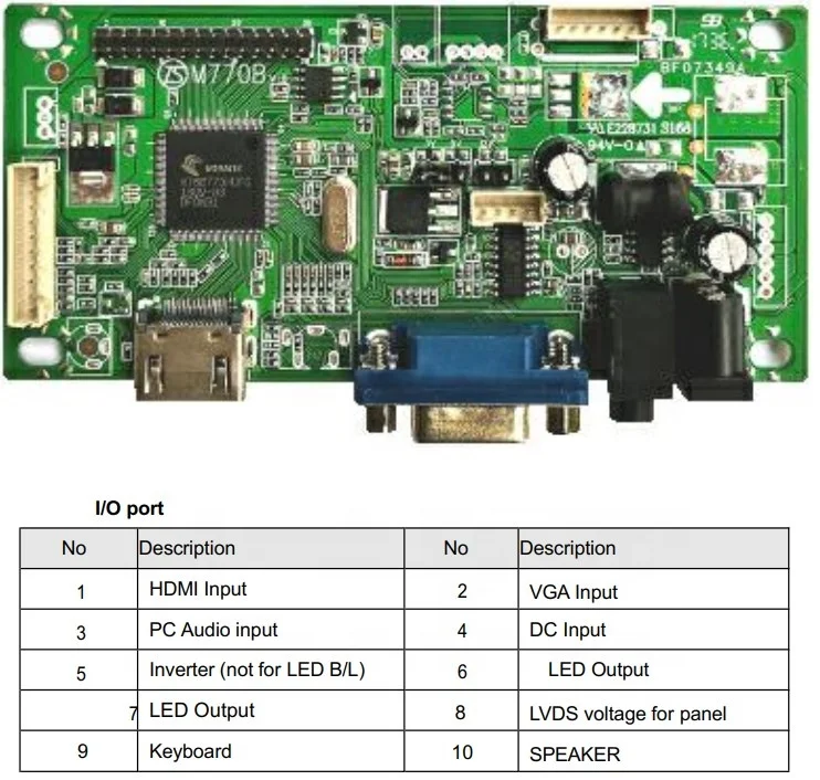 M770B 1920x1080 HDM-to-LVDS LCD controller board and LCD panel AD driver board