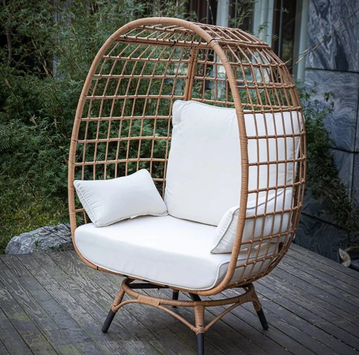 Открытый обеденный и гостиная Одноместный стул из ротанга водонепроницаемый солнцезащитный крем вращающийся диван для отдыха во внутреннем дворе