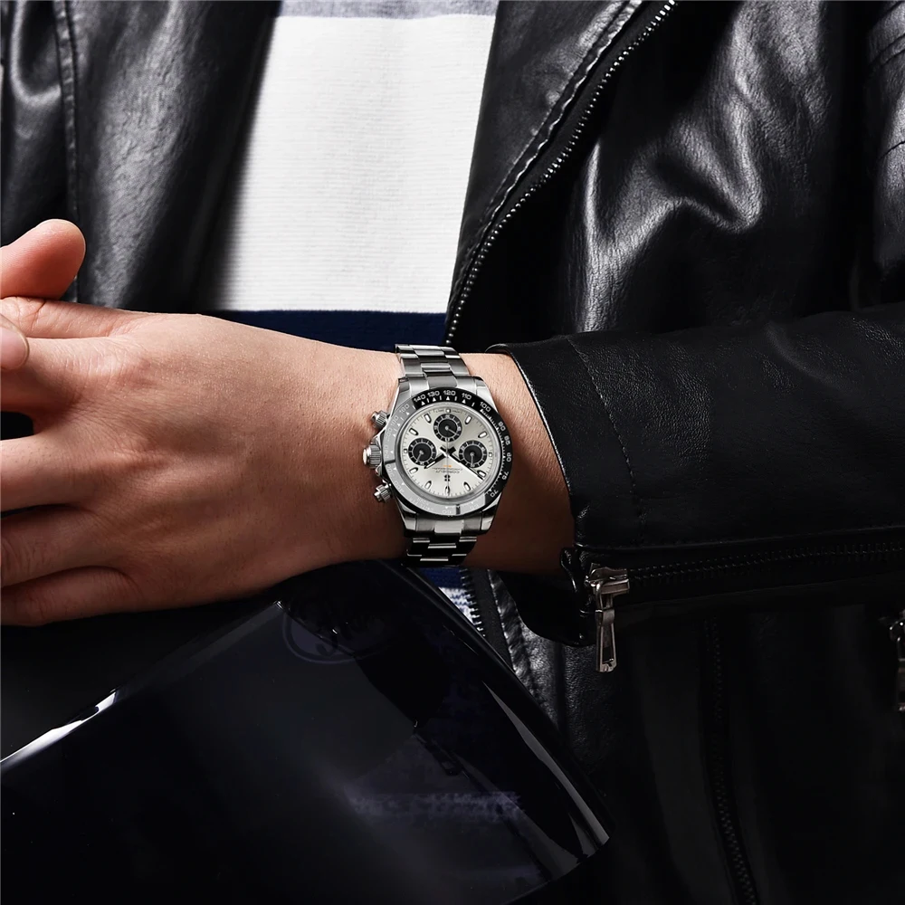 Corgeut Luxury Stainless Steel VK63 40mm Day tona Luminous Hands Chronograph Men Custom Own Logo Wristwatch Quartz Watch