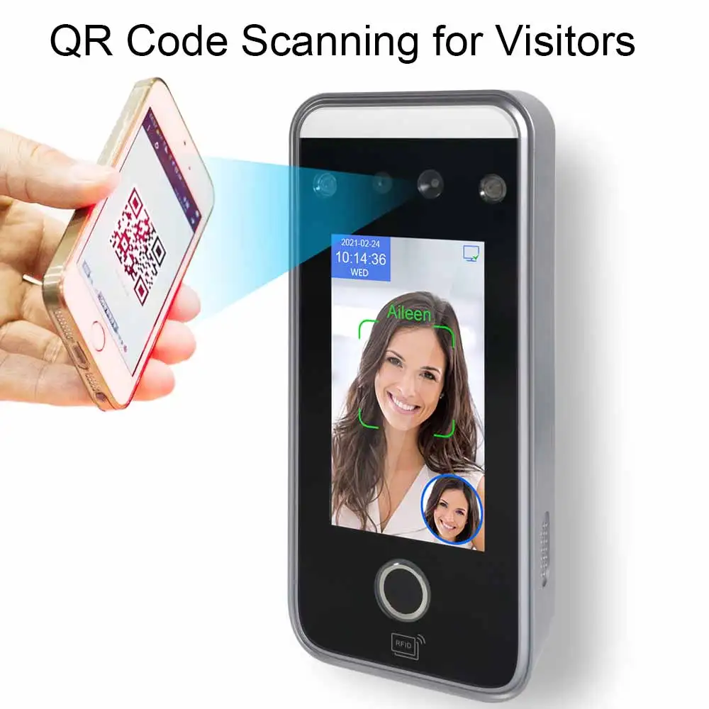 AI Face Recognition Camera QR Code Reader Biometric Face ID Access Control Time Recording Fingerprint Time Clock