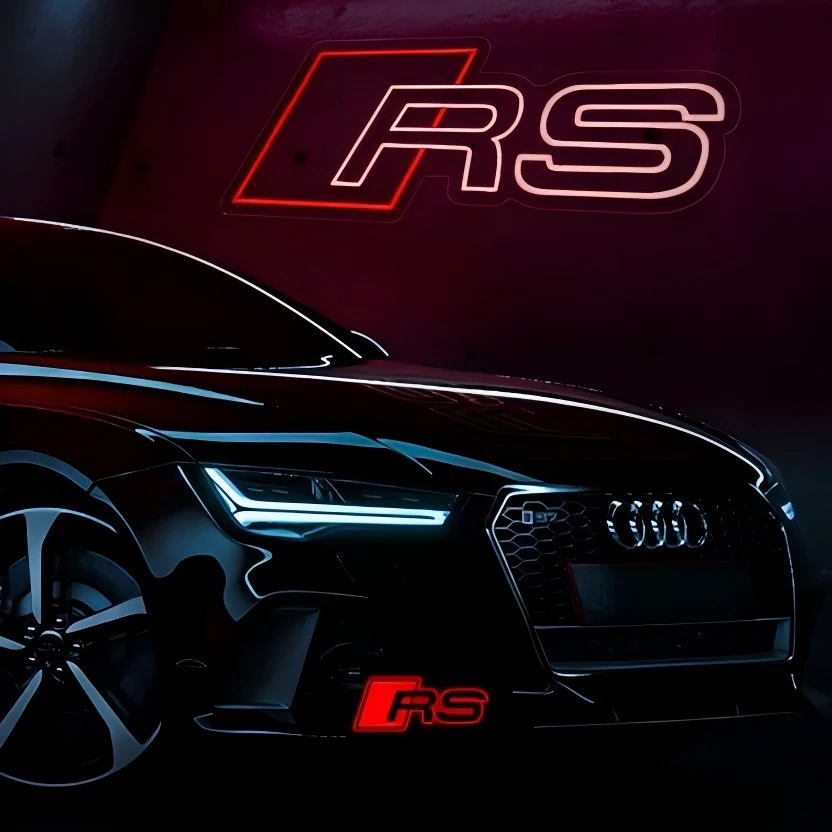 5V USB Powered Brightness Adjustable RS Custom Car logo Neon Sign with USB Dimmer for Garage 4S Store Decoration