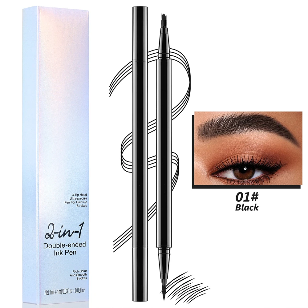 High Quality Dual-Head Organic Eyeliner and Eyebrow Pencil Private Label Makeup Eye Enhancer with Mineral Ingredients
