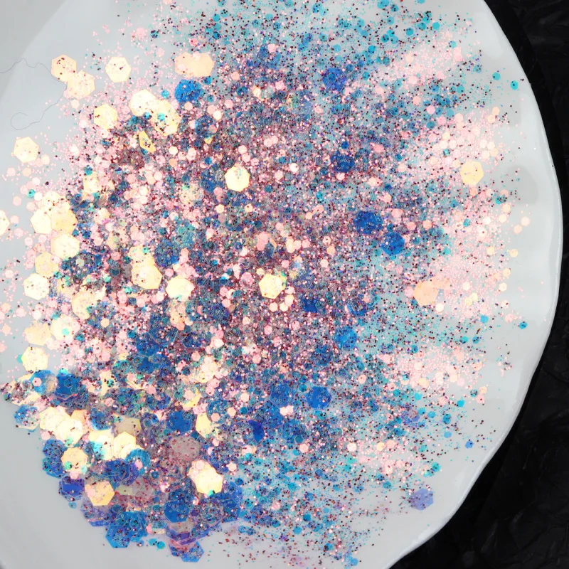 Custom Shiny Manicure Supplies Big Small Cosmetic Nail Art Sequins Filling Glitter Powder Neon Fluorescent Nails Filling Mixed