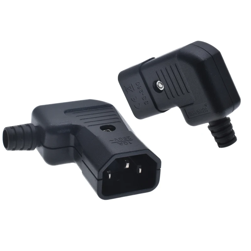 C13 C14 Power Plug AC250V 10A 3 Pins Terminals Panel Mount IEC male Female top Adapter elbow 90 degree Power Socket Connectors