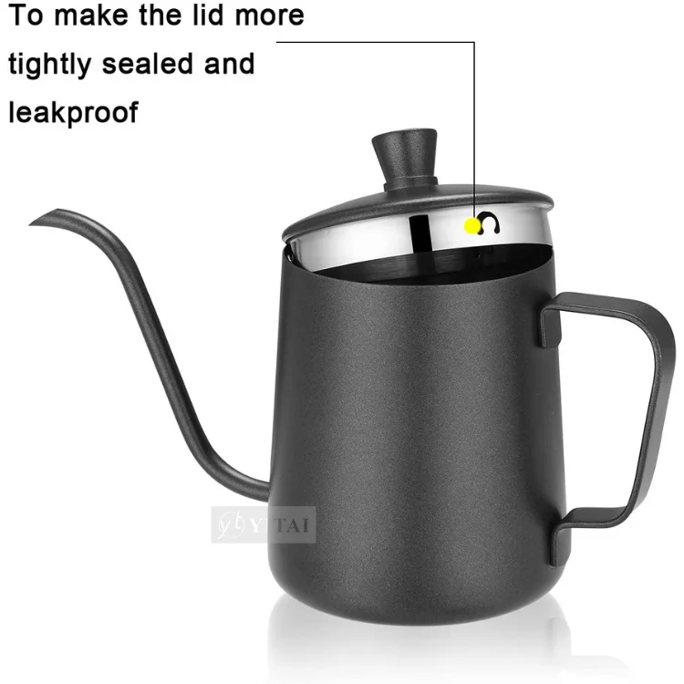 Black Gooseneck Coffee Pot Stainless Steel Coffee Maker Hand Drip Pot Pour Over Coffee Kettle