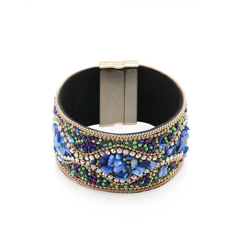 Новинка 2019 модный браслет в стиле барокко кожаные украшения оптовая продажа Лидер продаж женский с бусинами и кристаллами богемном