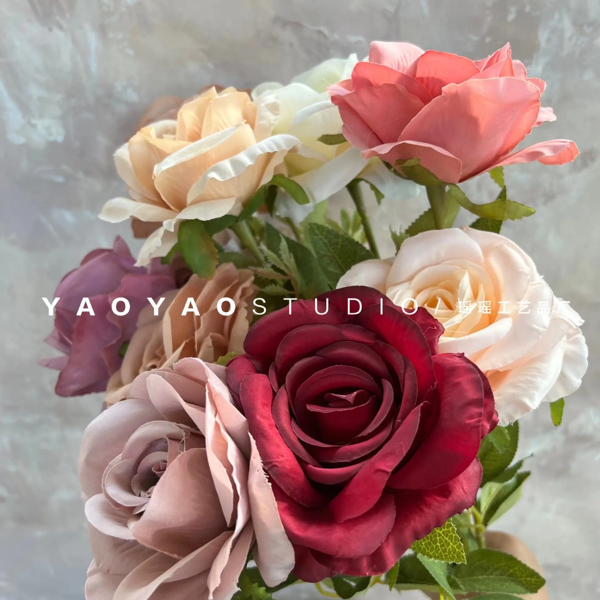 Single Branch  Rose Simulation Artificial Flowers for Wedding Hotel Decorations Home Use Foreign Trade Compliant