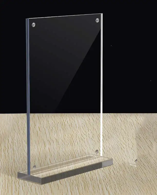 Wholesale Double side acrylic T shape table top display stand A4 size Menu Display clear Advertising Display menu sign holder