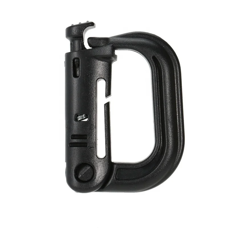 Wholesale Molle Carabiner D Locking Ring Plastic Clip Backpack Snap Type Ring Buckle Camouflage Hanging Hook fastener Bag Buckle