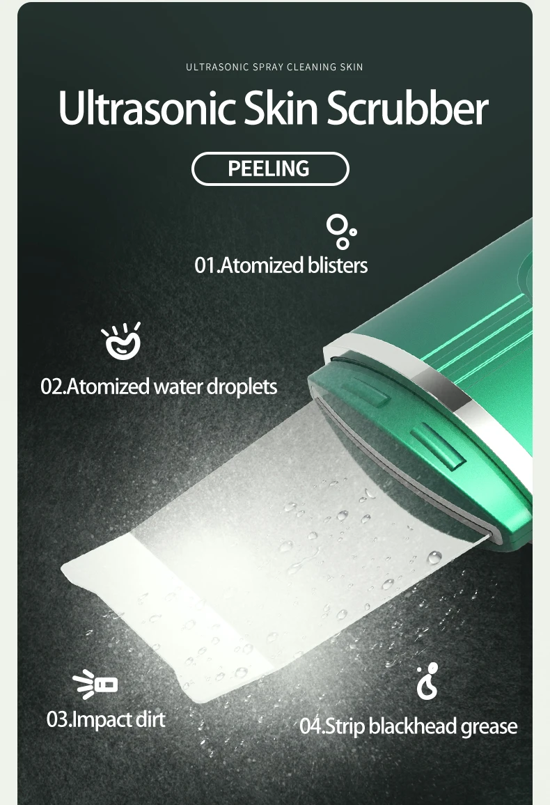 Deep Pore Head head Cleanser Exfoliating Spatula Personal Care Ems Vibrating Face Skin Scrubber Device