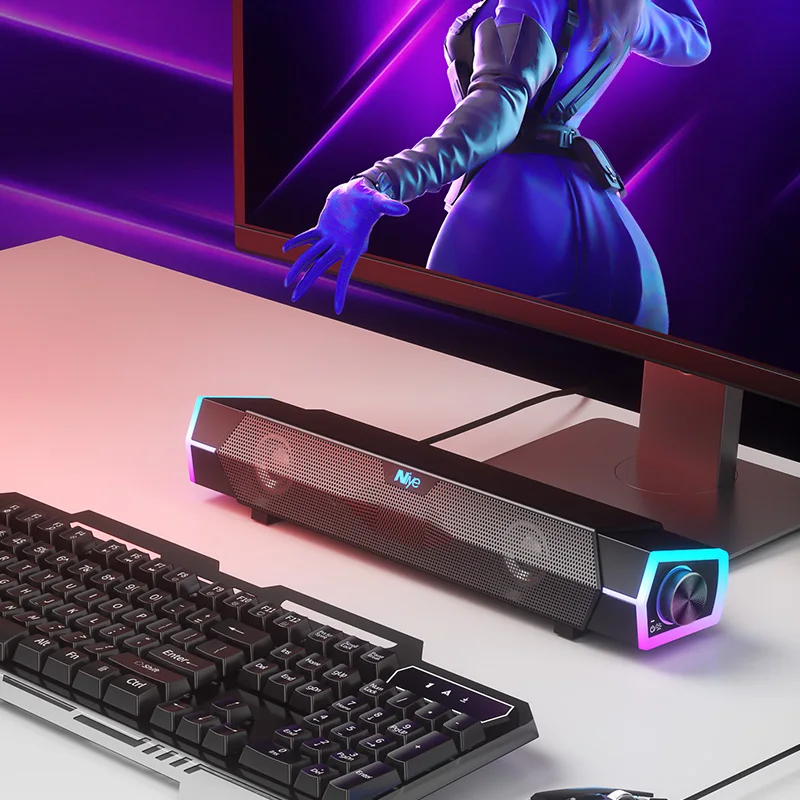 Wholesale ROHS High Quality HIFI TWS Colorful Lights Computer Speaker Wireless USB Gaming Audio Computer Gaming Speaker Bar