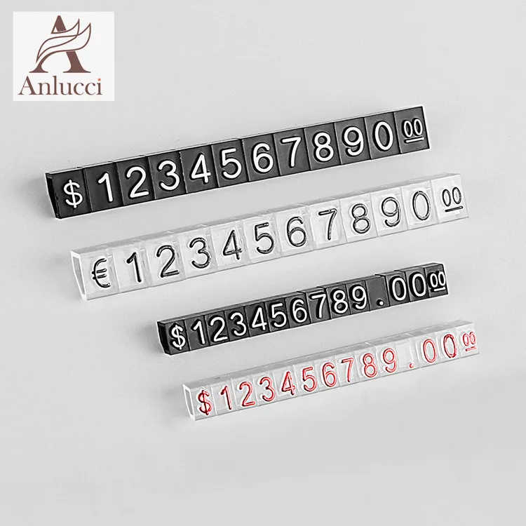 Fashion Cheap Mini Clear Plastic Price Tags Number Price Cubes For Jewelry Display