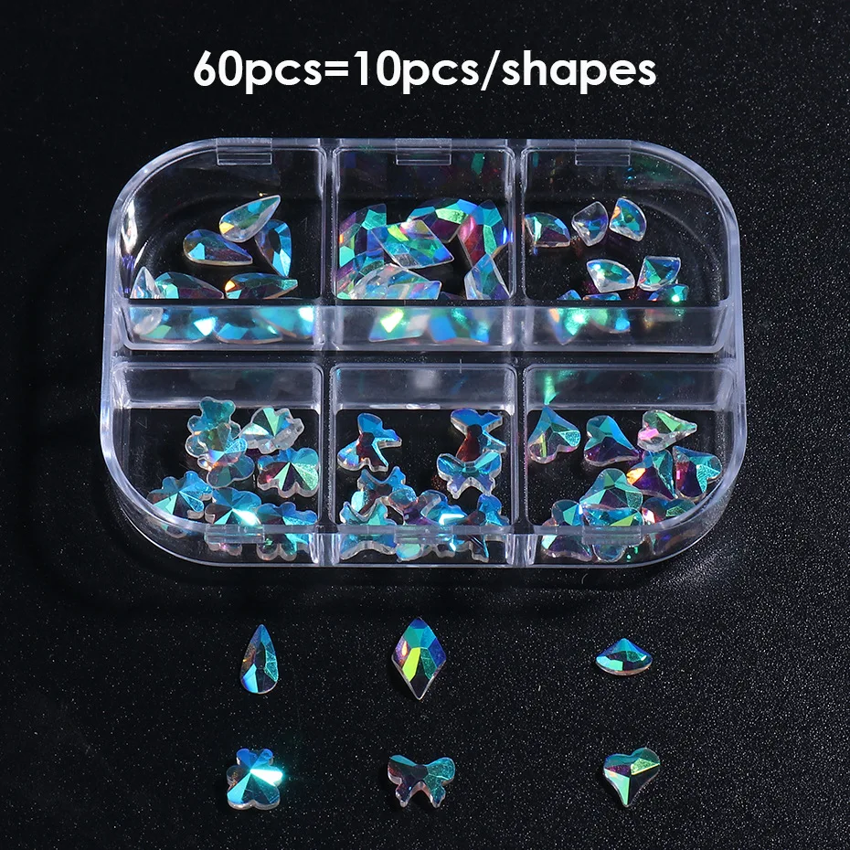 nail stones crystal rhinestones Fancy clear rose resin shaped diamond box nail accessories
