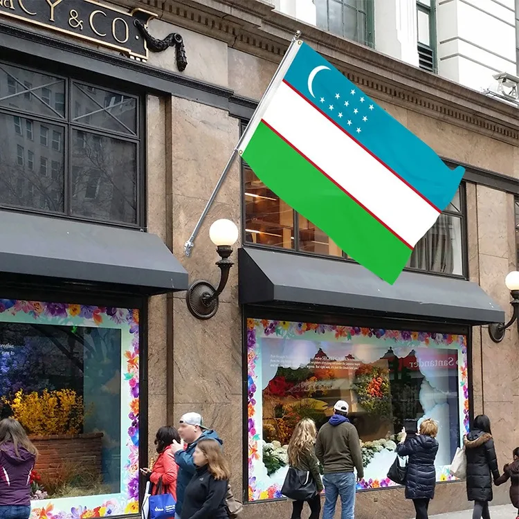 High Quality Custom Print Uzbekistan National Flag