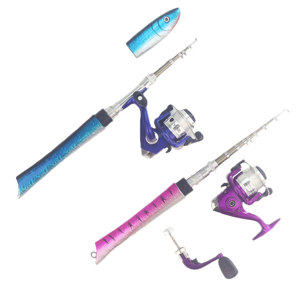 Fish shaped fishing rod and spinning reel combo for kids mini fishing pole and reel