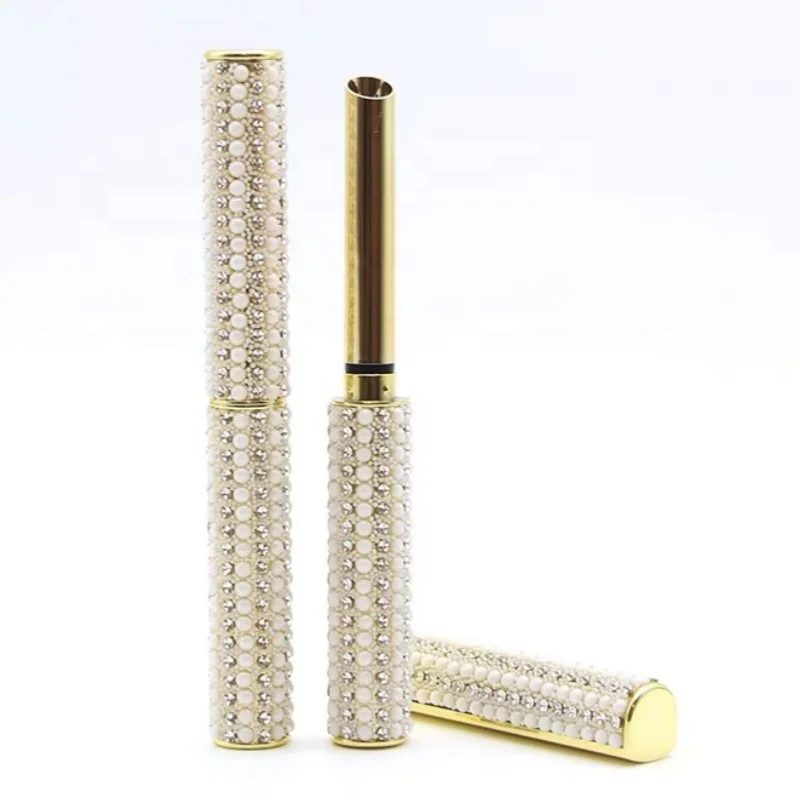 Hot Luxury shiny golden leather white red green pink lipstick case bling color empty lip balm packaging pressed lipstick tube