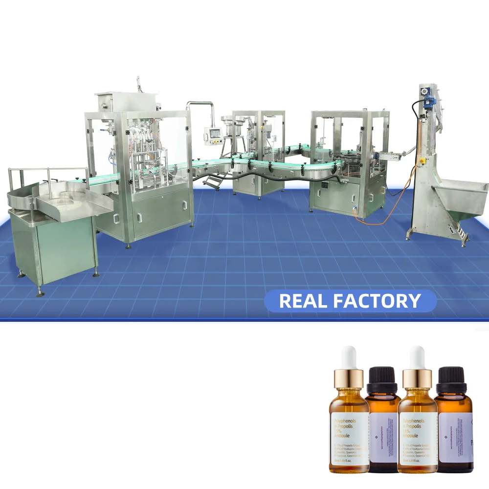 Automatic Small Aerosol Bottle Fill Production Line 30ml Liquid Pneumatic Vial Nasal Spray Filling Capping And Labeling Machine