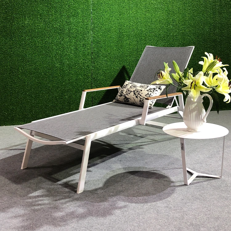 Durable Folding Aluminium Beach Sun Lounger Outdoor Beach Pool Folding Lounger Sunbed Outdoor